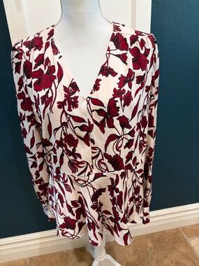 Lewit silk long sleeve peplum blouse